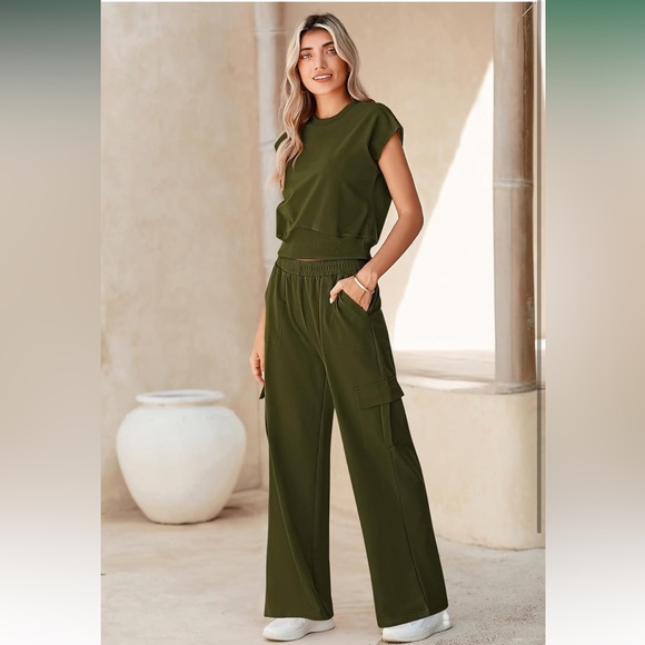 Pink Queen Womens 2 Piece Outfits Sweatsuits..size medium..(NWT) olive green - Picture 4 of 7